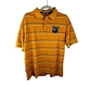 Rugby Heritage Mens Australia Polo Shirt sz Large Yellow Striped Crest